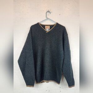 Woolrich Sweater Men Size‎ Large Green Pullover V-Neck Casual Knit Wool Blend